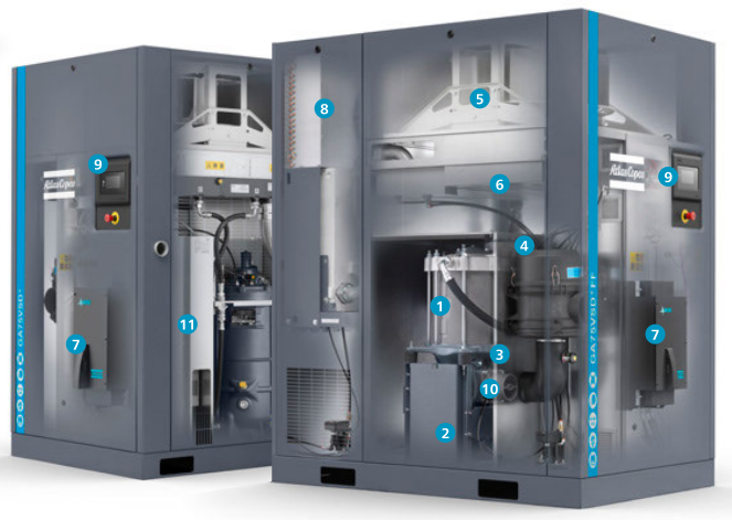 90kw atlas Copco VSD más la conversión de frecuencia rotatoria del tornillo del GA 90+VSD 0