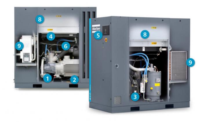 Atlas Copco 50Hz de la aleación de aluminio GA 90 con el sistema elegante 0 de la cerradura de la entrada de SIL